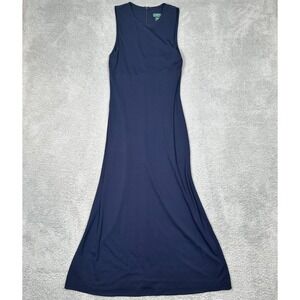 Ralph Lauren Jersey Sleeveless Maxi Evening Gown in Blue Dress Size M - Blue Tie